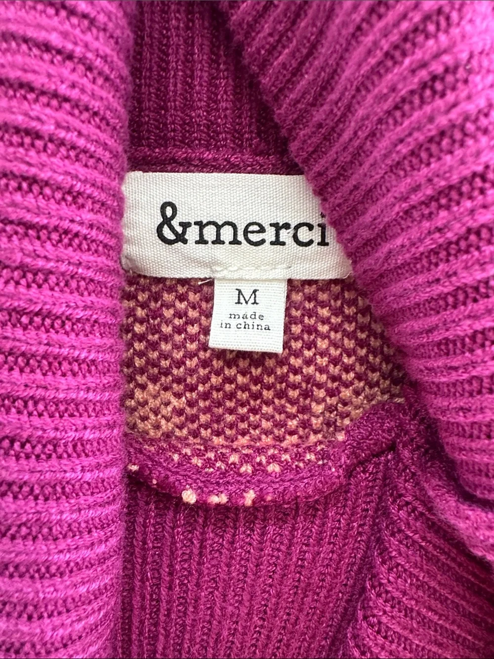 Turtleneck Cable-Knit Sweater Vest in Purple with Pink Accents
